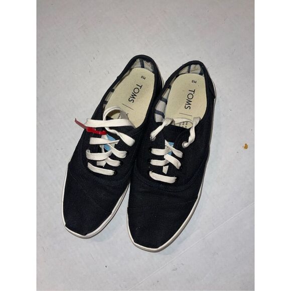Tom's Mens‎ Canvas  Black Casual Lace Up Shoe Size 8 VERY GOOD A16 - Picture 1 of 8
